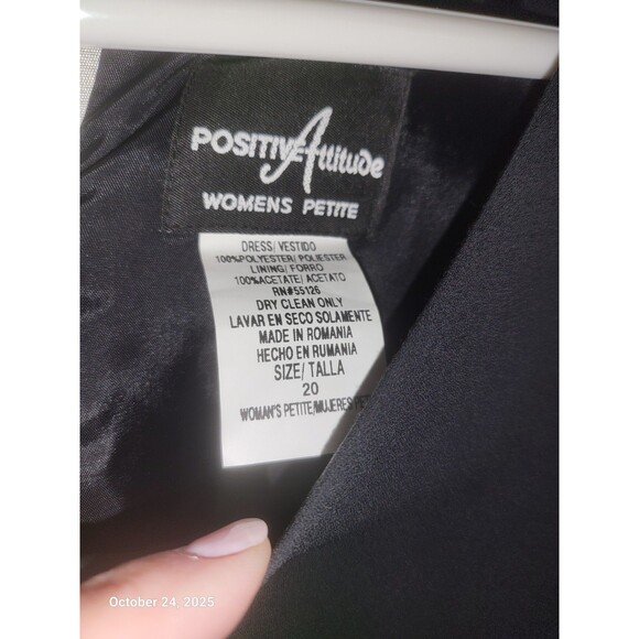 Positive Attitude Petite Black Shift Dress Layered S/S Keyhole Women's Sz 20 - Picture 5 of 8